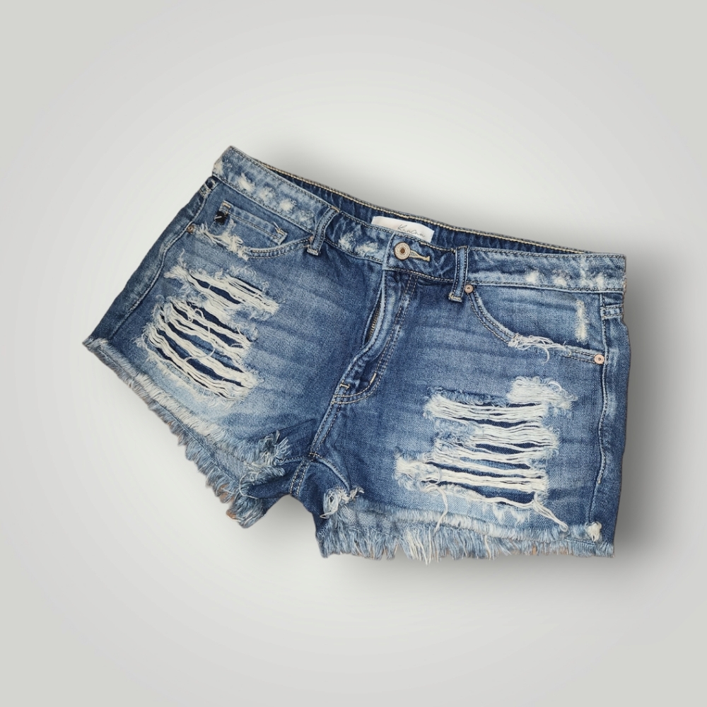 Kan Can Light Wash Destructed Shorts Size Large Ripped Cut Offs  KC8377M